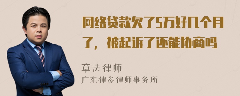 网络贷款欠了5万好几个月了，被起诉了还能协商吗