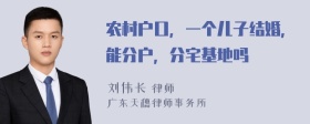 农村户口，一个儿子结婚，能分户，分宅基地吗