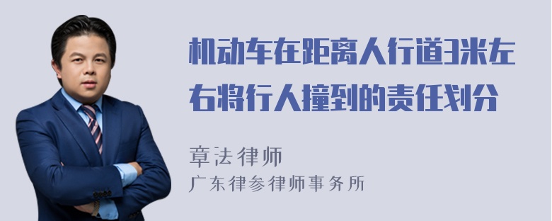 机动车在距离人行道3米左右将行人撞到的责任划分