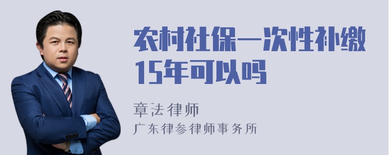 农村社保一次性补缴15年可以吗