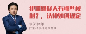 犯罪嫌疑人有哪些权利？，法律如何规定