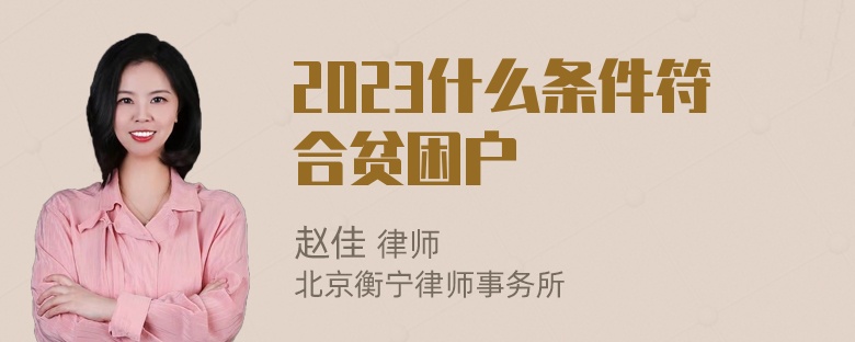 2023什么条件符合贫困户