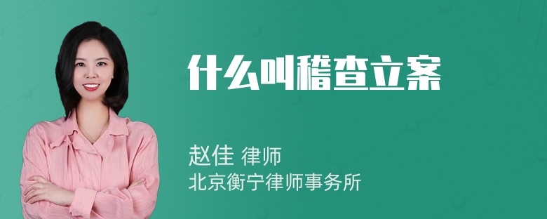 什么叫稽查立案