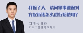 我撞了人，请问肇事逃逸对方起诉该怎么进行赔偿呀？