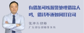 有借条可以报警处理借款人吗，借钱不还如何打官司