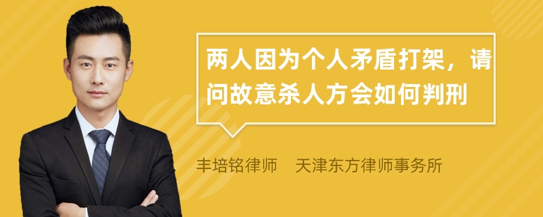 两人因为个人矛盾打架，请问故意杀人方会如何判刑