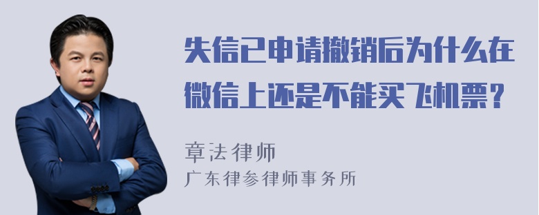 失信已申请撤销后为什么在微信上还是不能买飞机票？