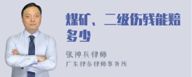 煤矿、二级伤残能赔多少