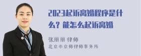 2023起诉离婚程序是什么？能怎么起诉离婚