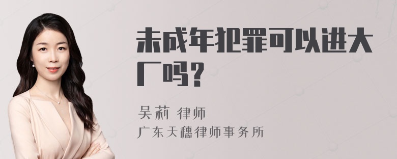 未成年犯罪可以进大厂吗？