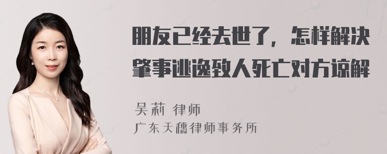 朋友已经去世了，怎样解决肇事逃逸致人死亡对方谅解