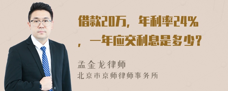 借款20万，年利率24％，一年应交利息是多少？