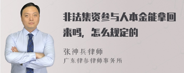 非法集资参与人本金能拿回来吗，怎么规定的