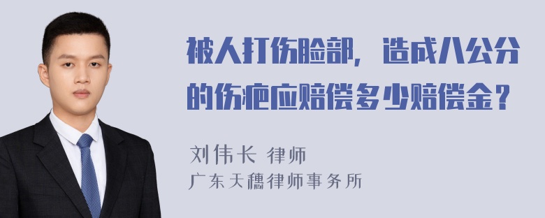 被人打伤脸部，造成八公分的伤疤应赔偿多少赔偿金？