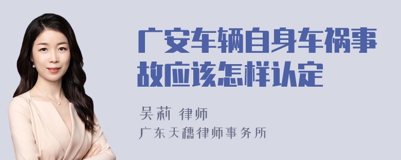 广安车辆自身车祸事故应该怎样认定