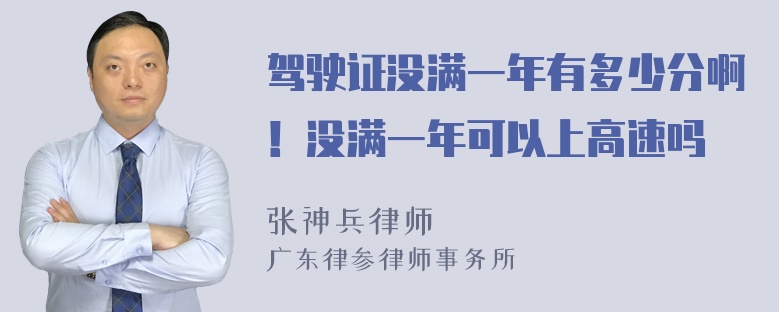 驾驶证没满一年有多少分啊！没满一年可以上高速吗