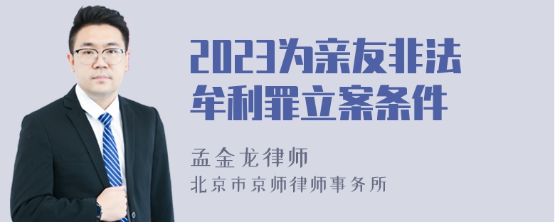 2023为亲友非法牟利罪立案条件