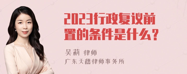 2023行政复议前置的条件是什么？