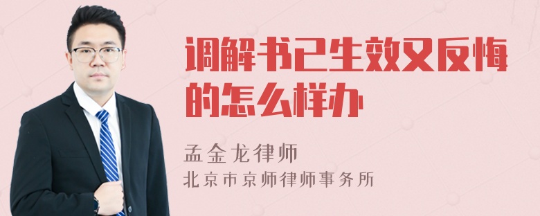 调解书已生效又反悔的怎么样办