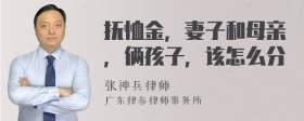 抚恤金，妻子和母亲，俩孩子，该怎么分