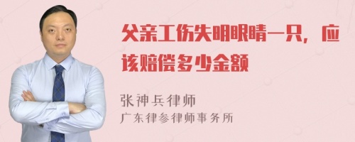 父亲工伤失明眼睛一只，应该赔偿多少金额