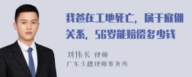 我爸在工地死亡，属于雇佣关系，56岁能赔偿多少钱