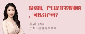 没结婚，户口是非农牧业的，可以分户吗？