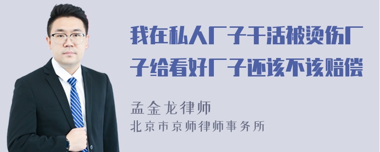 我在私人厂子干活被烫伤厂子给看好厂子还该不该赔偿