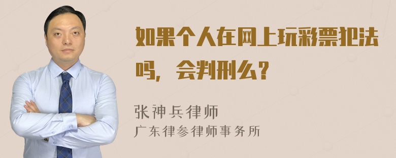 如果个人在网上玩彩票犯法吗，会判刑么？