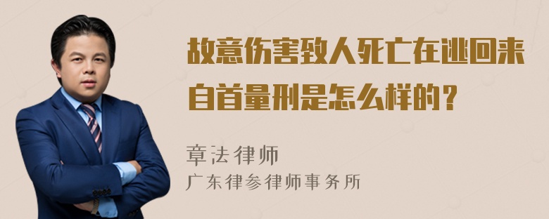 故意伤害致人死亡在逃回来自首量刑是怎么样的？