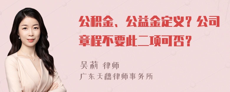 公积金、公益金定义？公司章程不要此二项可否？