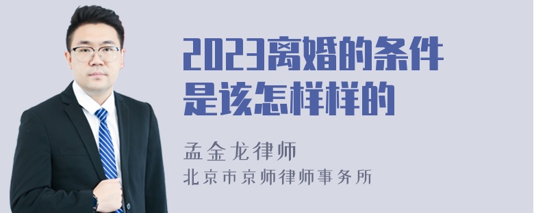 2023离婚的条件是该怎样样的