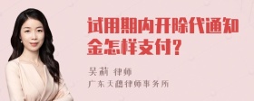 试用期内开除代通知金怎样支付？