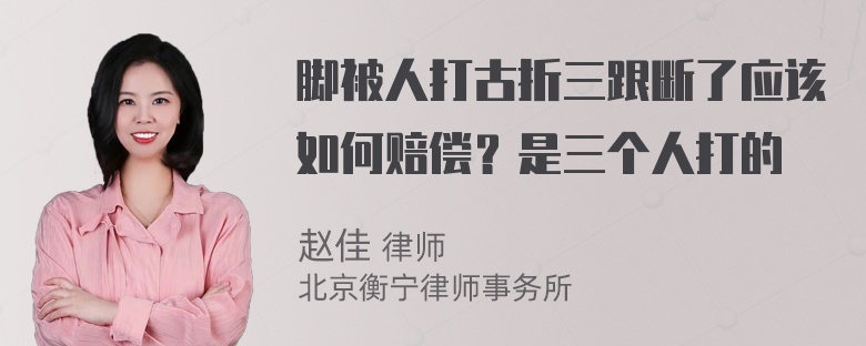 脚被人打古折三跟断了应该如何赔偿？是三个人打的