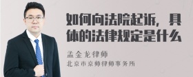 如何向法院起诉，具体的法律规定是什么