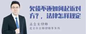 欠债不还如何起诉对方？，法律怎样规定