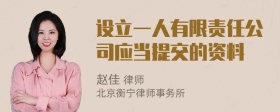 设立一人有限责任公司应当提交的资料