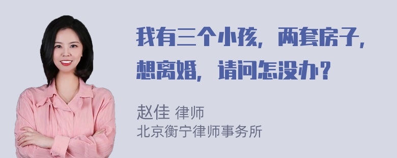 我有三个小孩，两套房子，想离婚，请问怎没办？