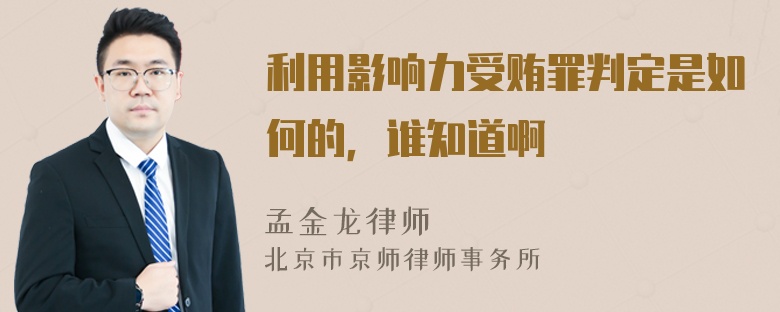 利用影响力受贿罪判定是如何的，谁知道啊