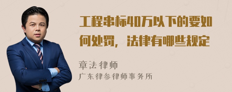 工程串标40万以下的要如何处罚，法律有哪些规定