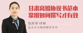 甘肃离婚协议书范本常用如何撰写才有效