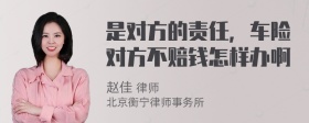 是对方的责任，车险对方不赔钱怎样办啊