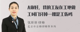 A你好，我的工友在工地做工时门牙掉一棵是工伤吗