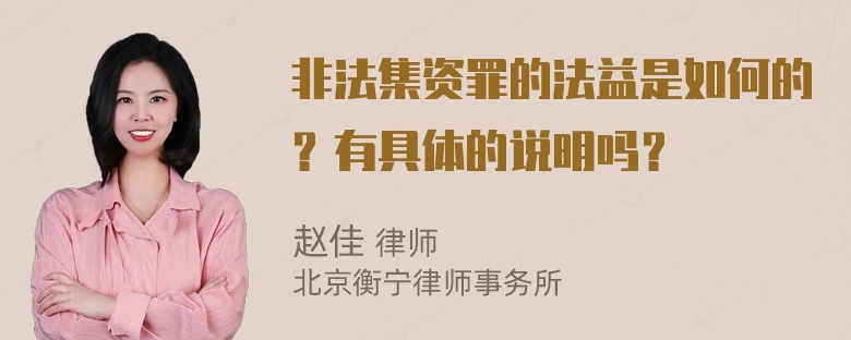 非法集资罪的法益是如何的？有具体的说明吗？