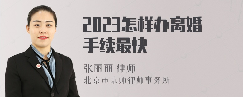2023怎样办离婚手续最快