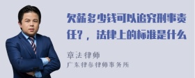 欠薪多少钱可以追究刑事责任？，法律上的标准是什么