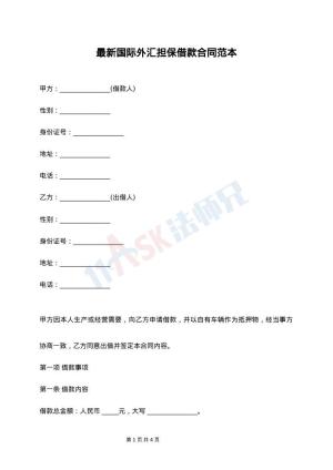 最新国际外汇担保借款合同范本