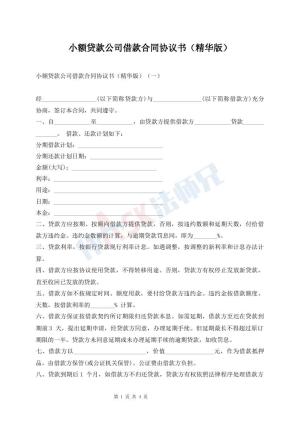 小额贷款公司借款合同协议书（精华版）