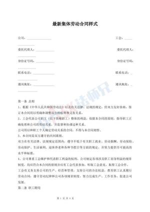 最新集体劳动合同样式