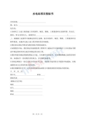 水电站项目投标书